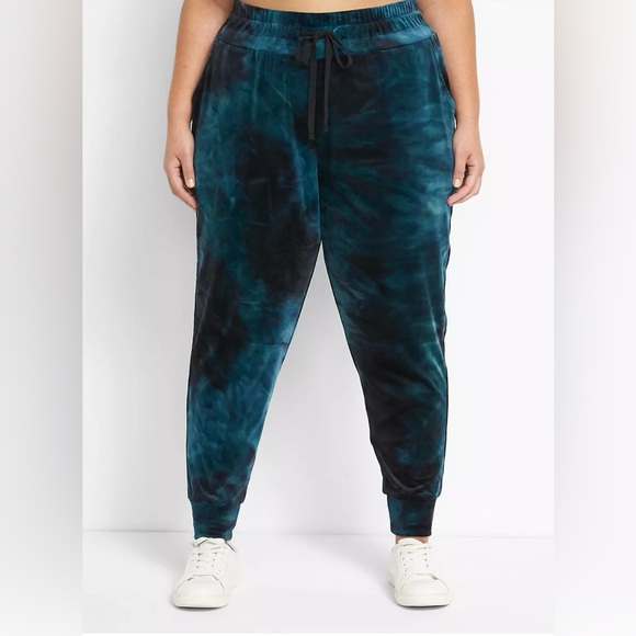 Lane Bryant Pants - LIVI by Lane Bryant Teal and Black Tie-Dye Joggers size 22/24